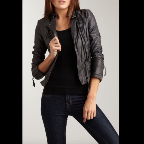 Muubaa Jackets & Blazers - MUUBAA WALMSLEY GREY LEATHER BIKER JACKET US 6